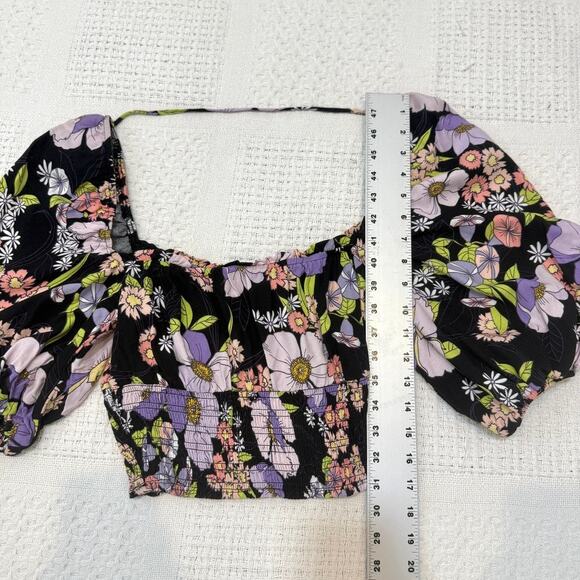 Afrm Waverly medium smocked floral puff sleeve cropped top TB 3037 - Picture 3 of 10